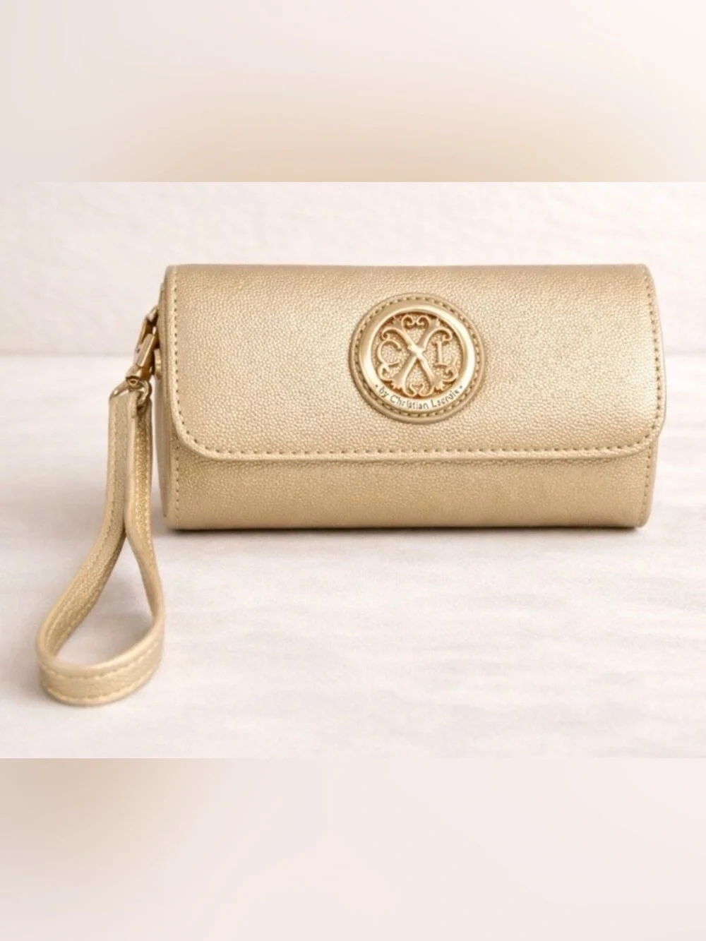 CXL Christian Lacroix Gold Wristlet Clutch NWT
